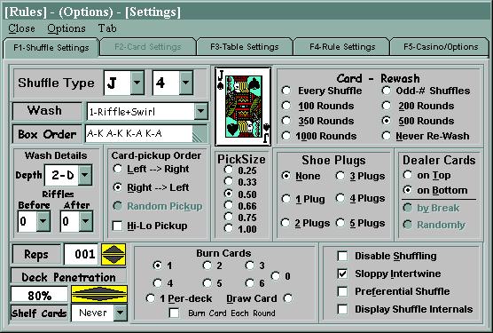 Casino Management Screen Tab #1
